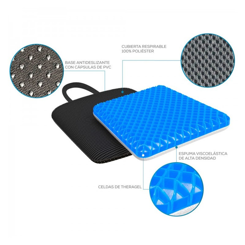 COJIN D/GEL ENCAPSULADO ANTIESCARA D/47 X 41 X 3CM C/CUBIERTA RESPIRABLE EXPANDIBLE AIRGEL-THERAMART (TM380)